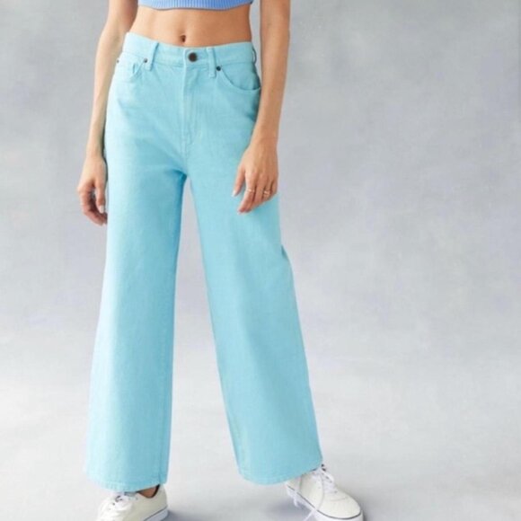 BDG High & Wide Light Blue Colored Denim Jeans Sz 27 Urban Outfitters Excellent - Picture 1 of 10